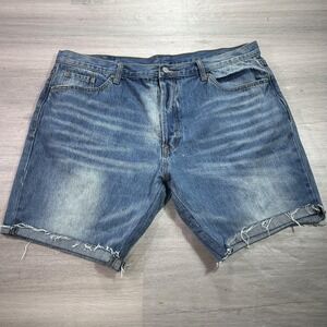 MNML Denim Shorts Mens 40 Blue Cutoff Raw Hem Distressed Jeans Casual Summer